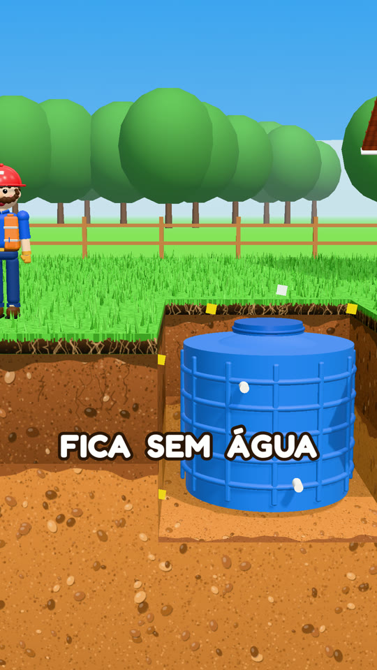 Buraco em corte com caixa d'água
